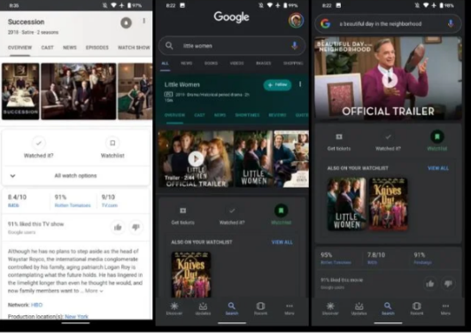 現在可以通過(guò)Google搜索關(guān)注自己喜歡的系列和電影