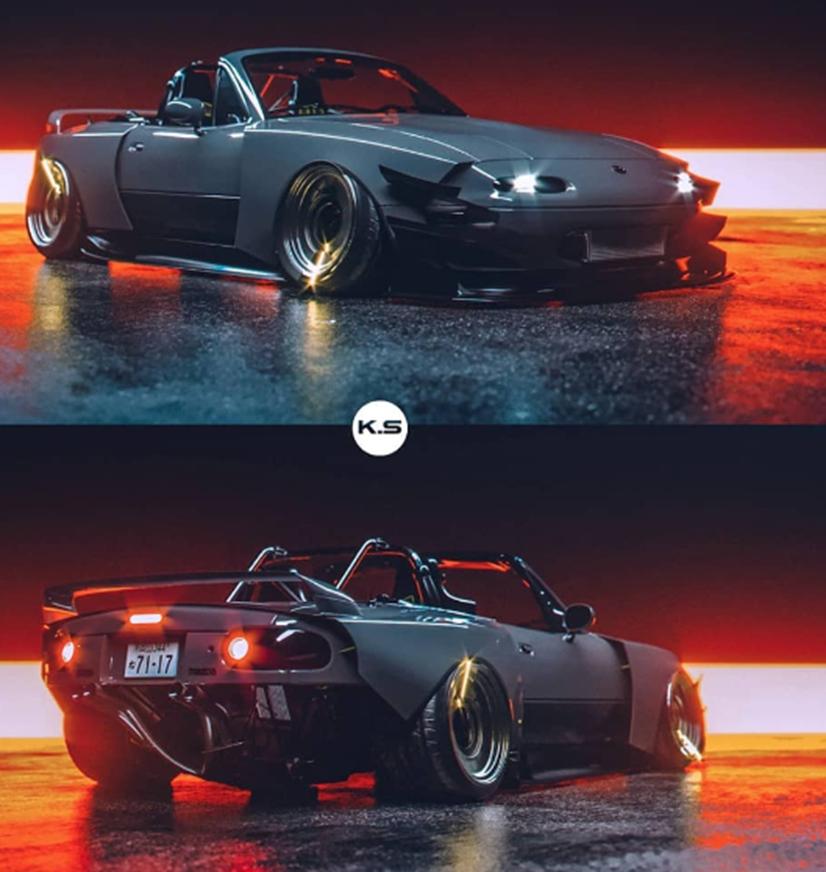 馬自達Miata Tail Happy 在后輪透明輪轂處裝有V12