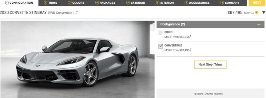 2020雪佛蘭C8 Corvette Stingray Convertible現已經(jīng)可以訂購