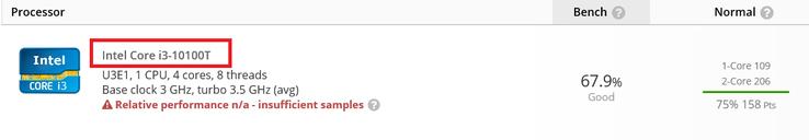 英特爾酷睿i3-10100T芯片在UserBenchmark上的性能為Comet Lake預算選擇帶來(lái)希望