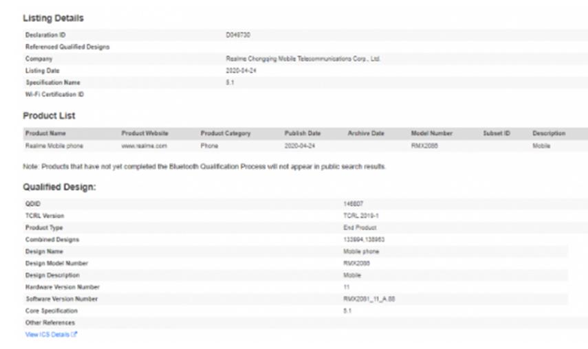 Realme X3 SuperZoom藍牙SIG認證建議推出