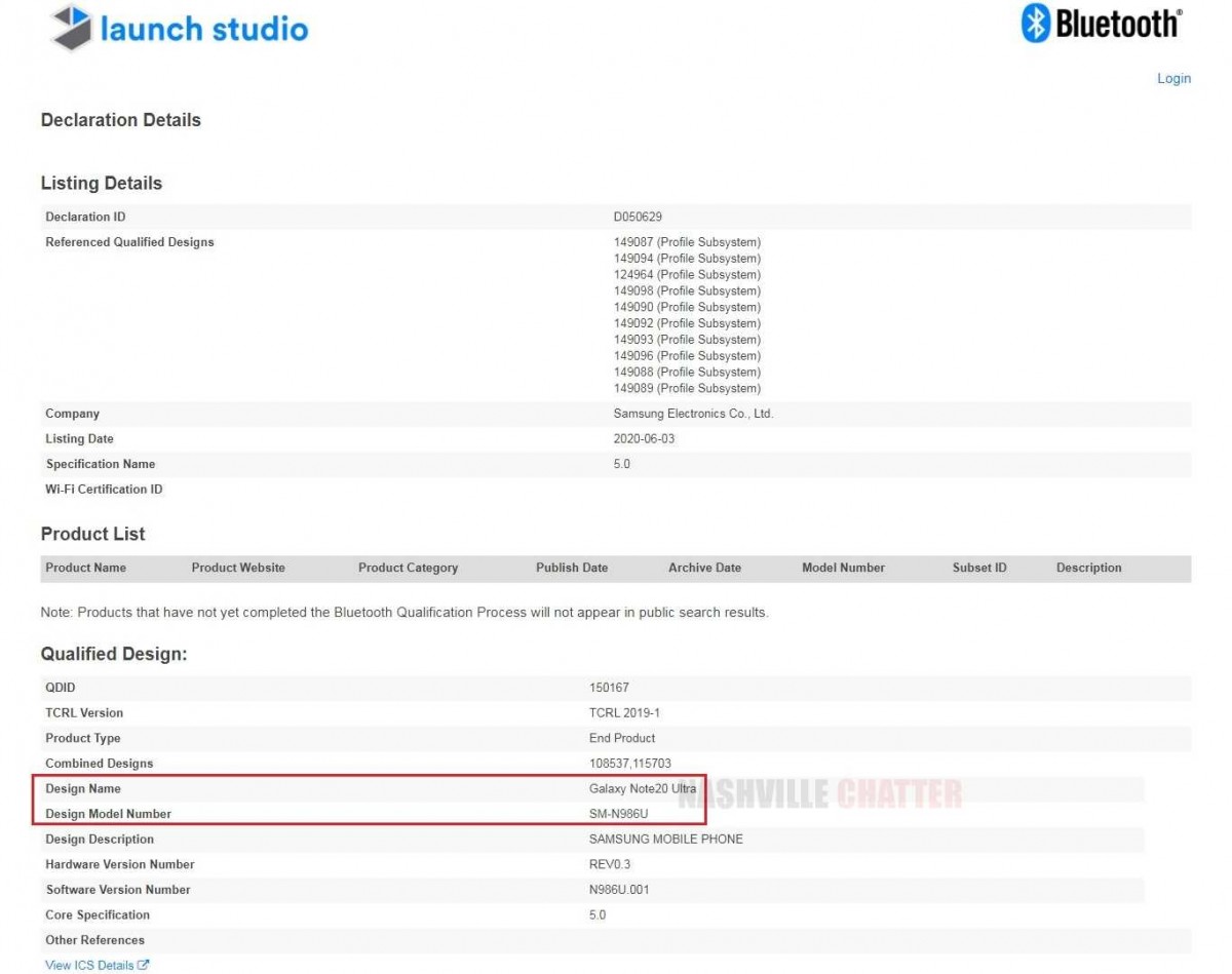 三星Galaxy Note 20 Ultra名稱(chēng)出現在藍牙認證中