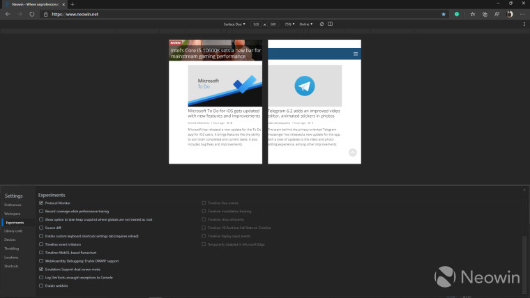 Microsoft Edge DevTools對Surface Duo仿真的支持現已推出