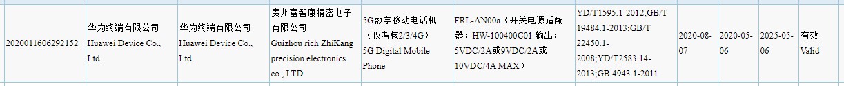 出現華為 Enjoy 20 Plus 3C列表