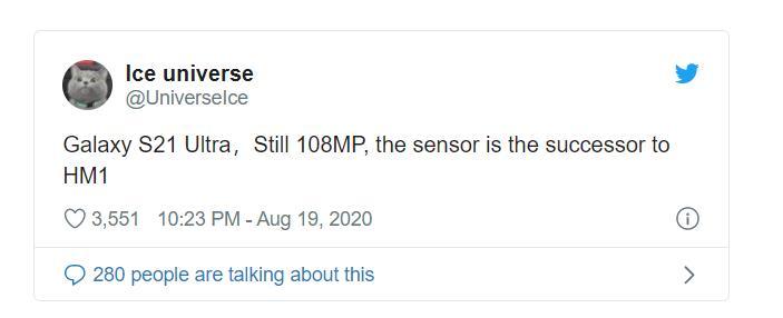 三星Galaxy S21 Ultra將配備108百萬(wàn)像素相機
