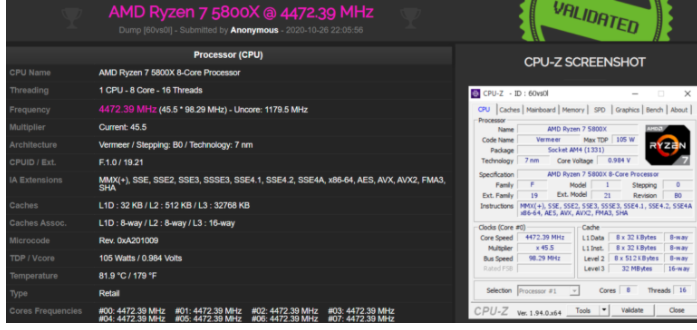 AMD銳龍7憑借5800X CPU-Z得分超過(guò)i9-10900K