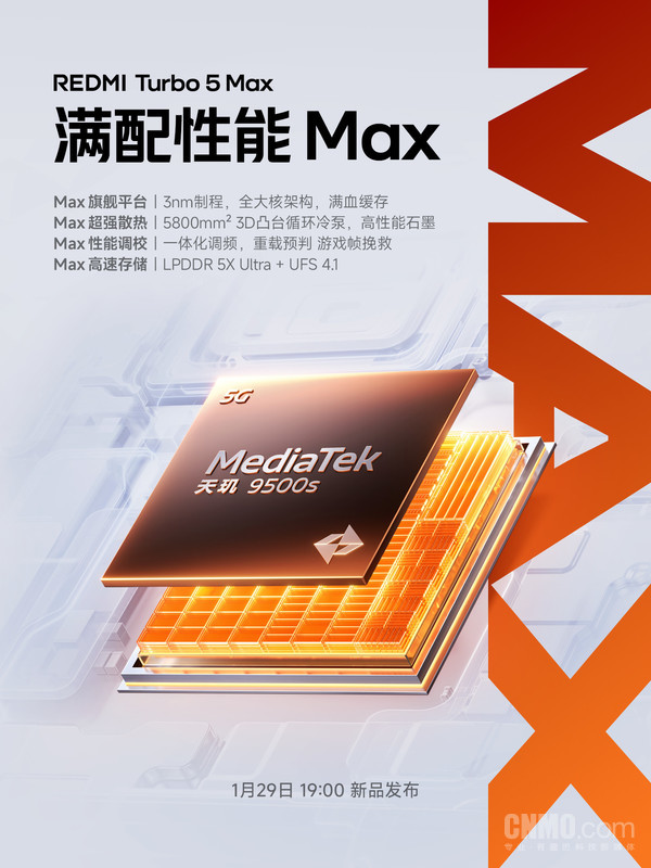 2199元起！REDMI Turbo 5系列發(fā)布 全球首發(fā)天璣9500s